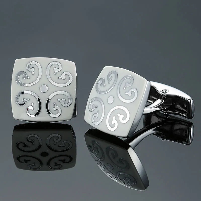 business geometric copper plating men's cufflinks