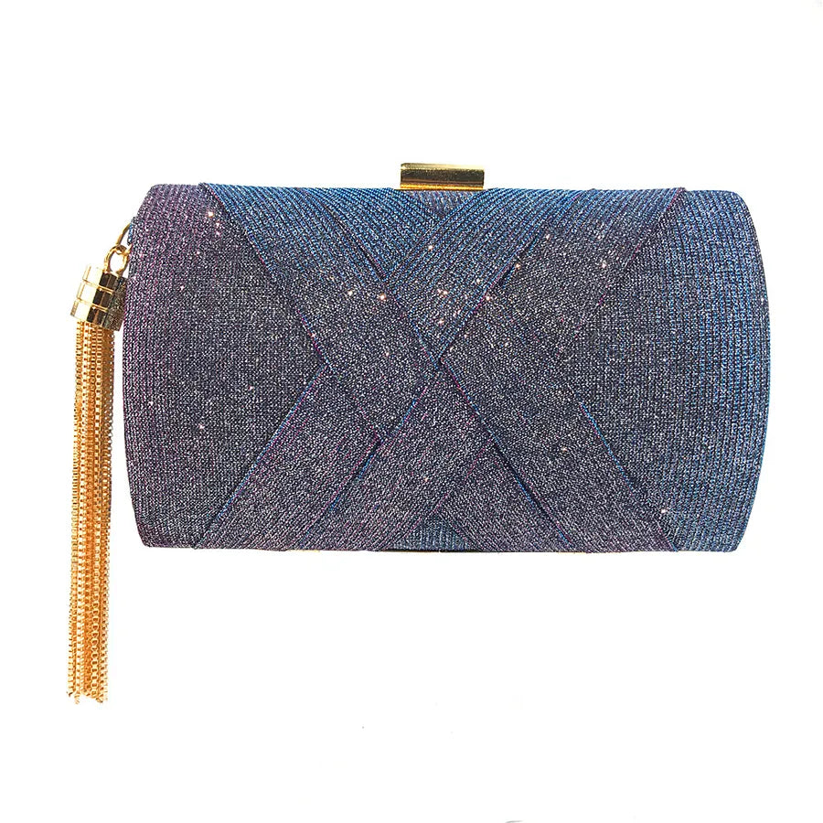 satin solid color tassel square evening bags