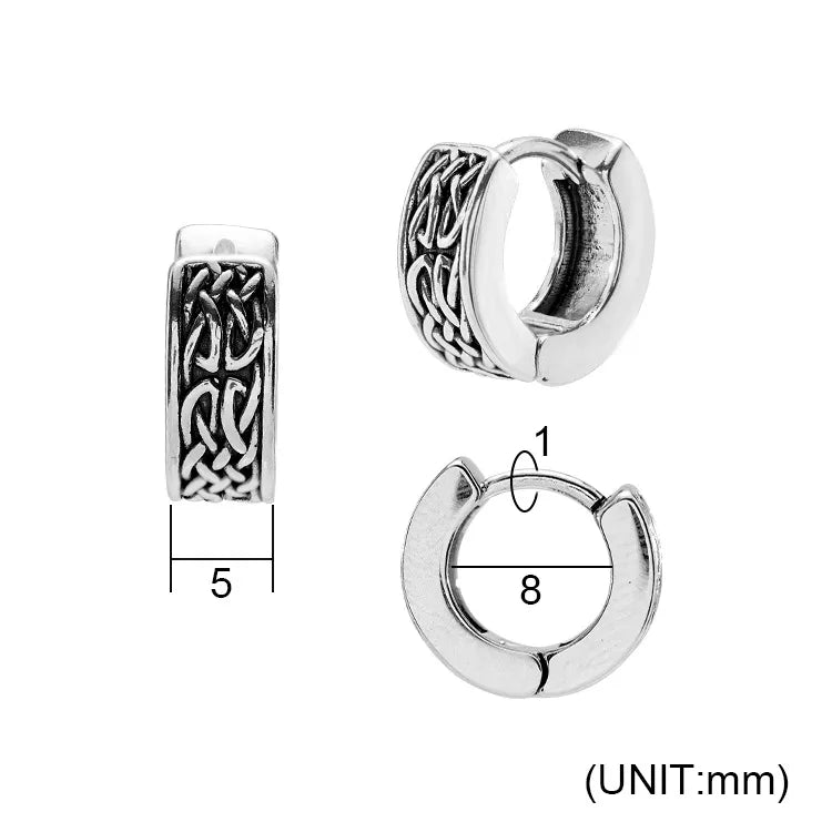 1 Piece Retro Punk Geometric 316 Stainless Steel  Hoop Earrings