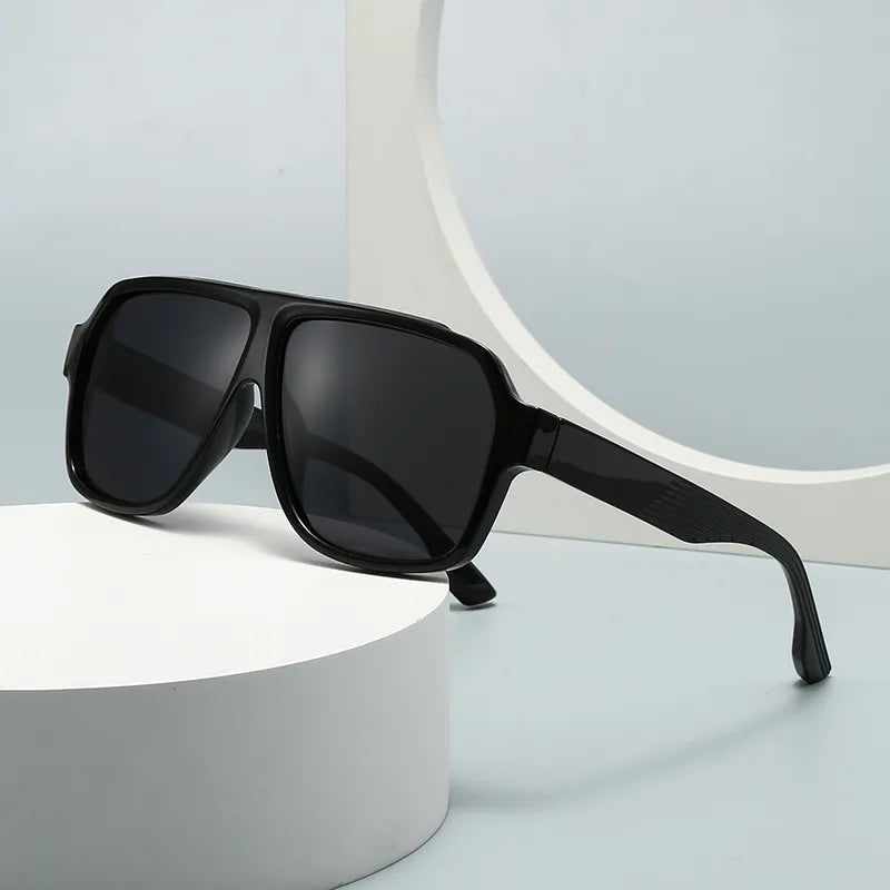 Modern Style Solid Color PC Polarized Light Tinted Lenses Square Full Frame Men's Sunglasses