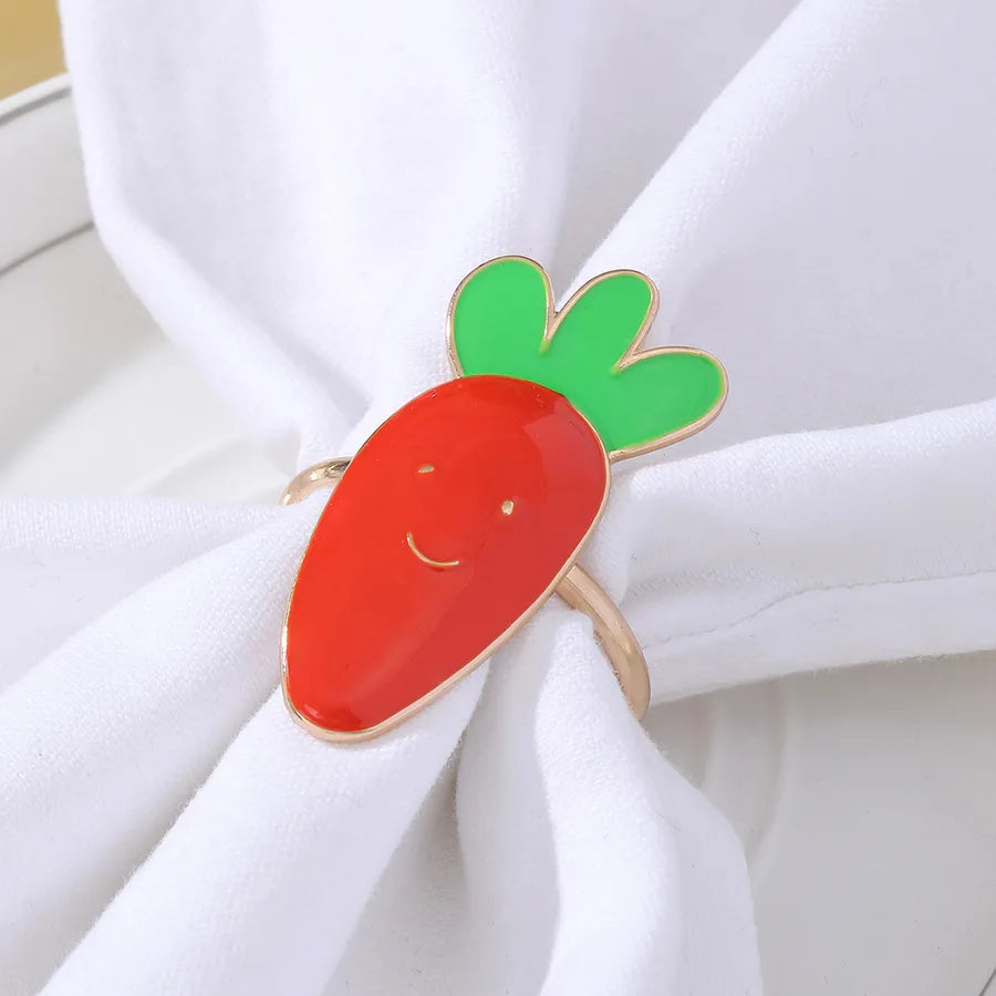 Cute Pastoral Corn Eggplant Vegetable Alloy Napkin ring 1 Piece