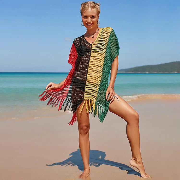 Women's Color Block Simple Style Cover Ups