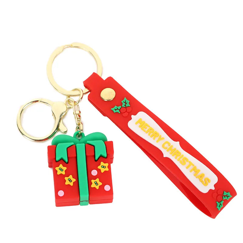 Cute Santa Claus PVC Flexible Glue Keychain Pendant Cartoon Snowman Toy Bag Bag Charm Holiday Small Gift