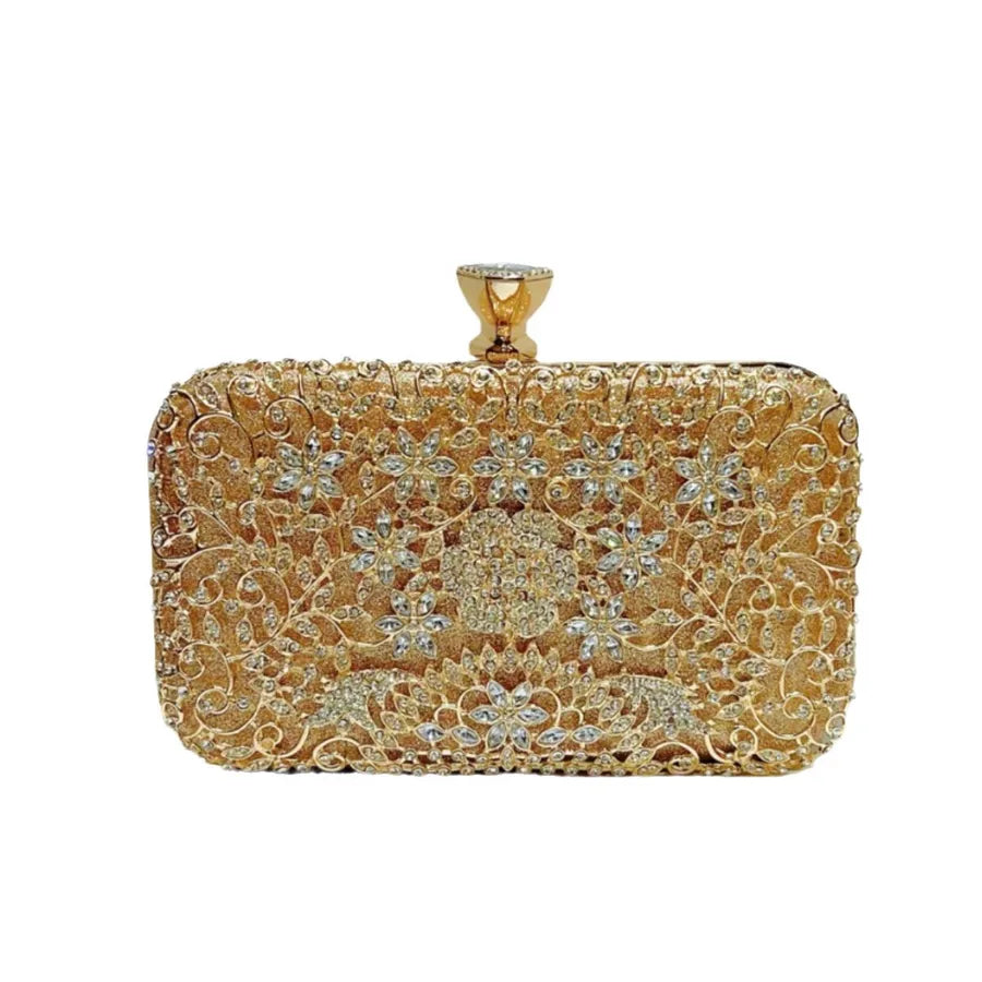 New Diamond Embedded Evening Handbag For Women Square Fashion Polyester Ball Gown Diamond Clutch Bag Ladies Party Purse