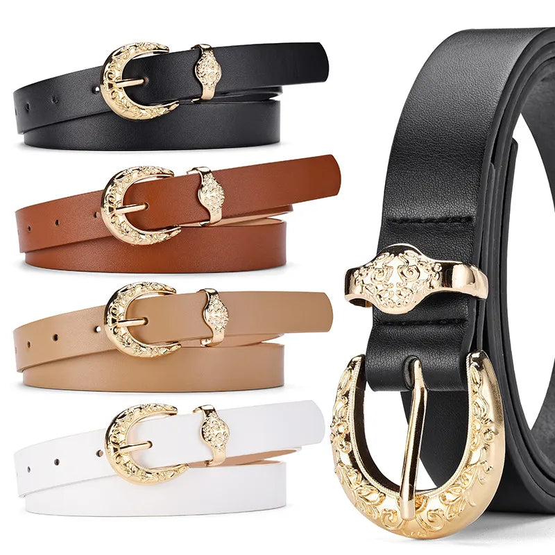 Elegant Simple Style Geometric Pu Leather Alloy Women's Leather Belts