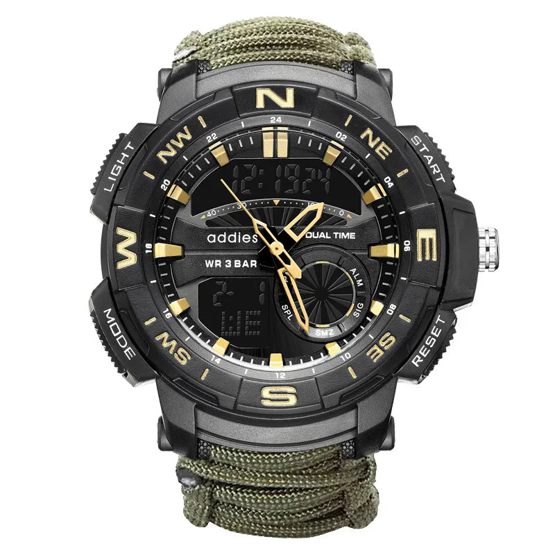 Edison luminous multifunctional compass watch outdoor mountaineering whistle Flint waterproof electronic men's watch wholesale