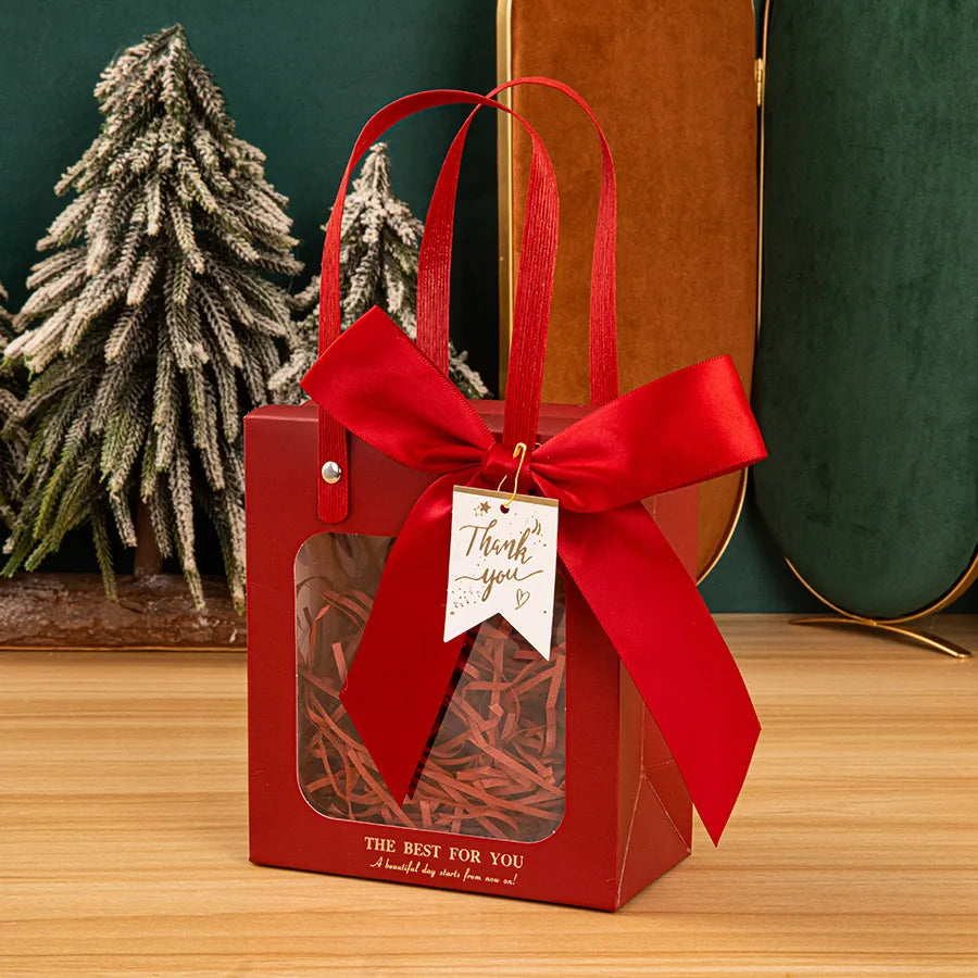 Gift Bag Advanced Sense Transparent Window Opening Bag Fashion Packaging Bag Birthday Gift Cosmetic Tote Bag Hand Gift Bag