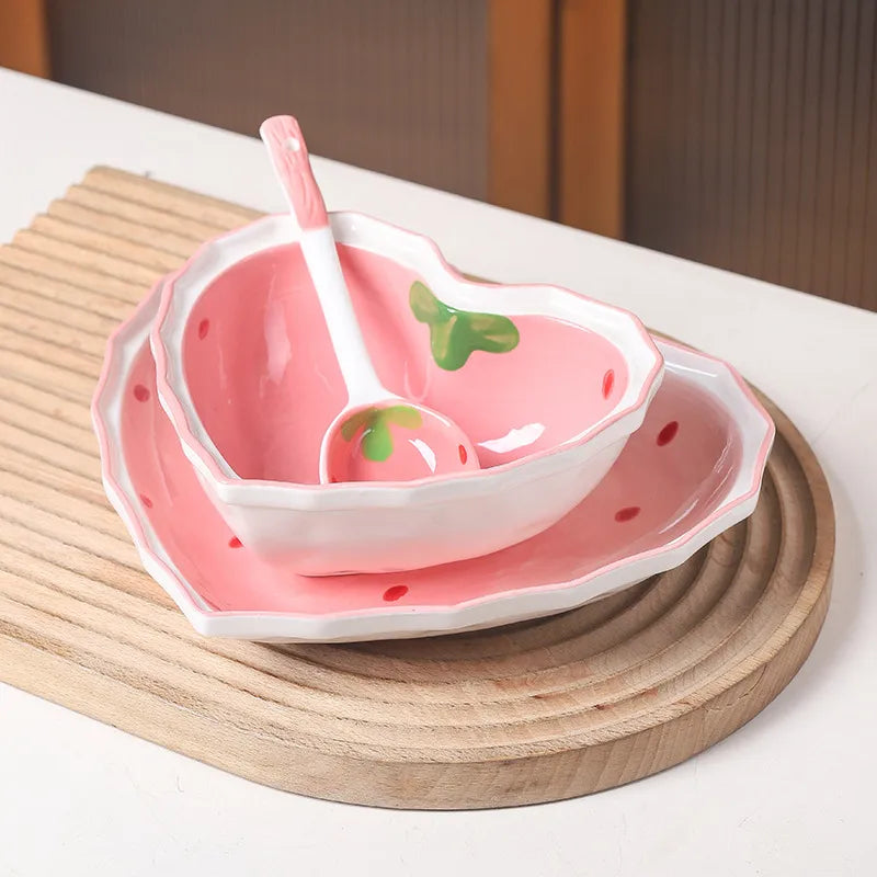 Cute Strawberry ceramics Tableware 1 Piece 1 Set