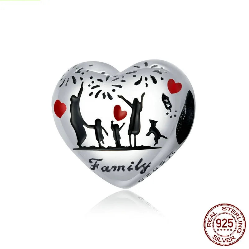 1 Piece 925 Sterling Silver Zircon Human Letter Heart Shape Polished Beads Jewelry Accessories
