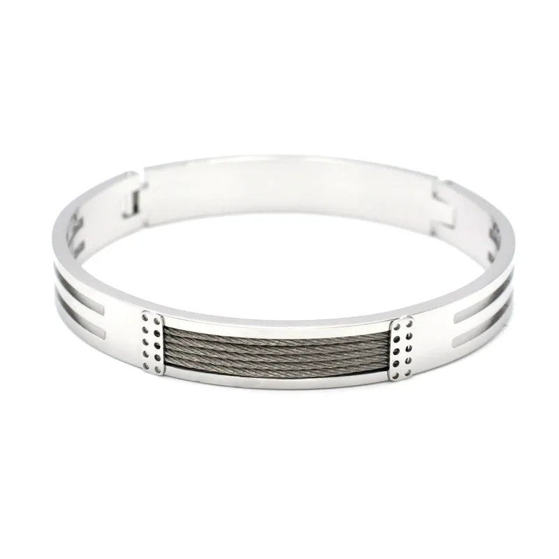 Roman Style British Style Geometric Titanium Steel Men's Bangle Men Cuff & Bangle
