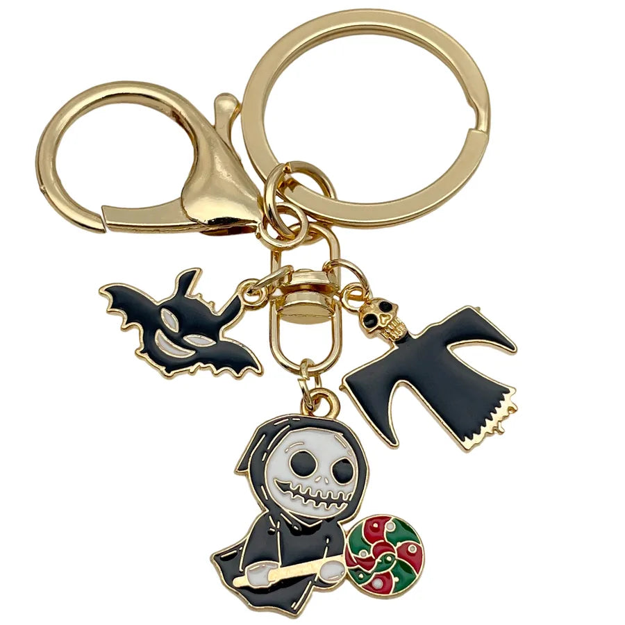 Halloween Ghost Cartoon Couple Car Keychain Pendant Ring Creative Personalized Alloy Bag Decorations Small Hanging Ornaments