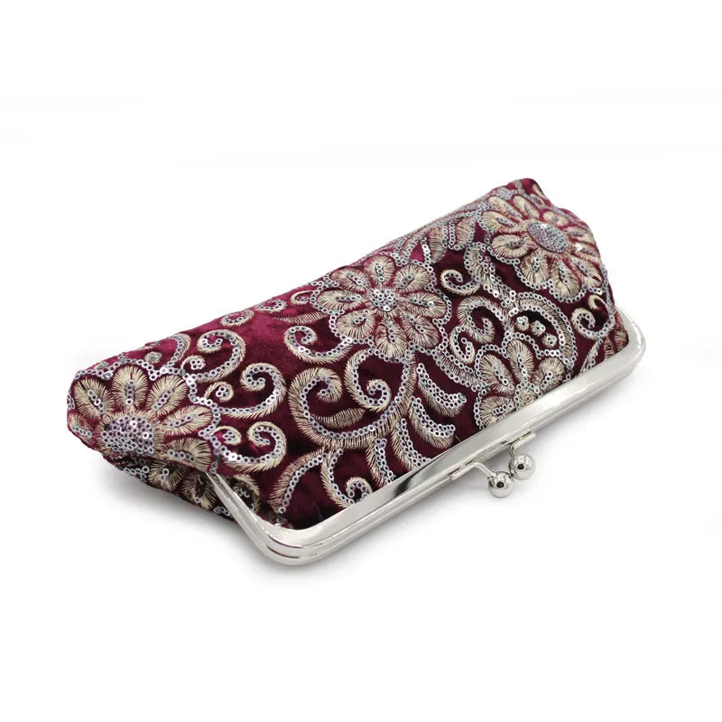 Retro Velvet Beaded Embroidery Handbag For Women Single Shoulder Crossbody Bag Qipao Clutch Bag Party Bag Artistic Chinese Style