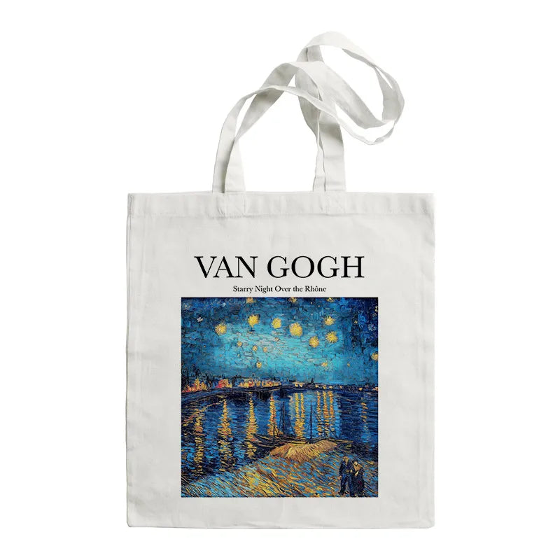 women's retro oil painting shopping bags