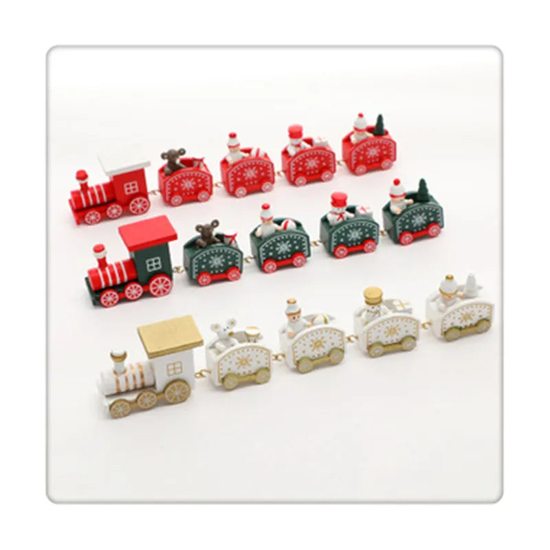 Christmas Glam Cute Train Wood Party Decorative Props