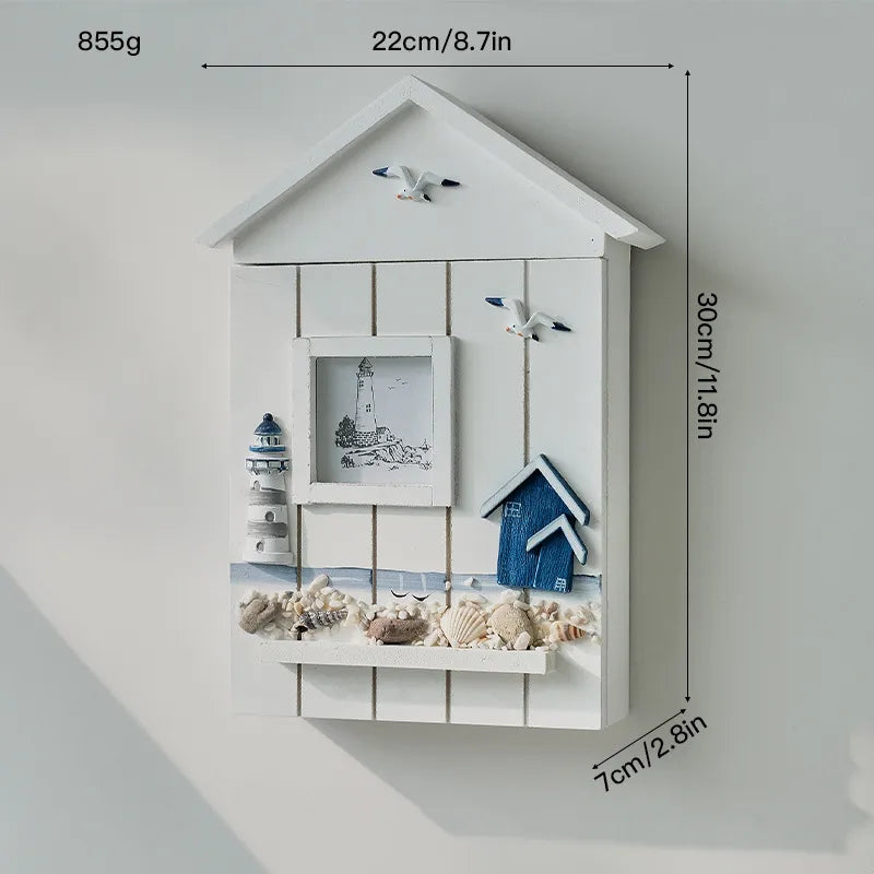 Marine Style Simple Style Tower Starfish Bird Density plate Wood pendant Wall Art