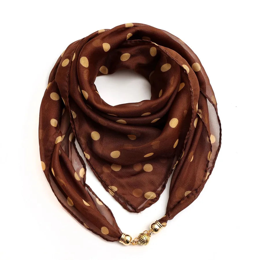 Women's Classic Style Splicing Polka Dots Flower Polyester Printing Silk Scarf