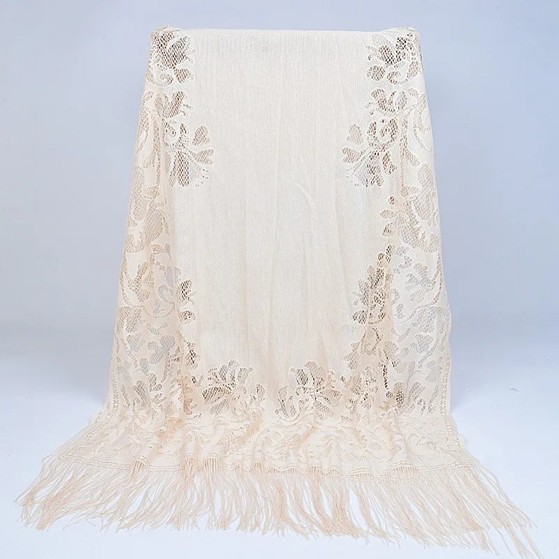 women's streetwear solid color polyester tassel winter scarves
