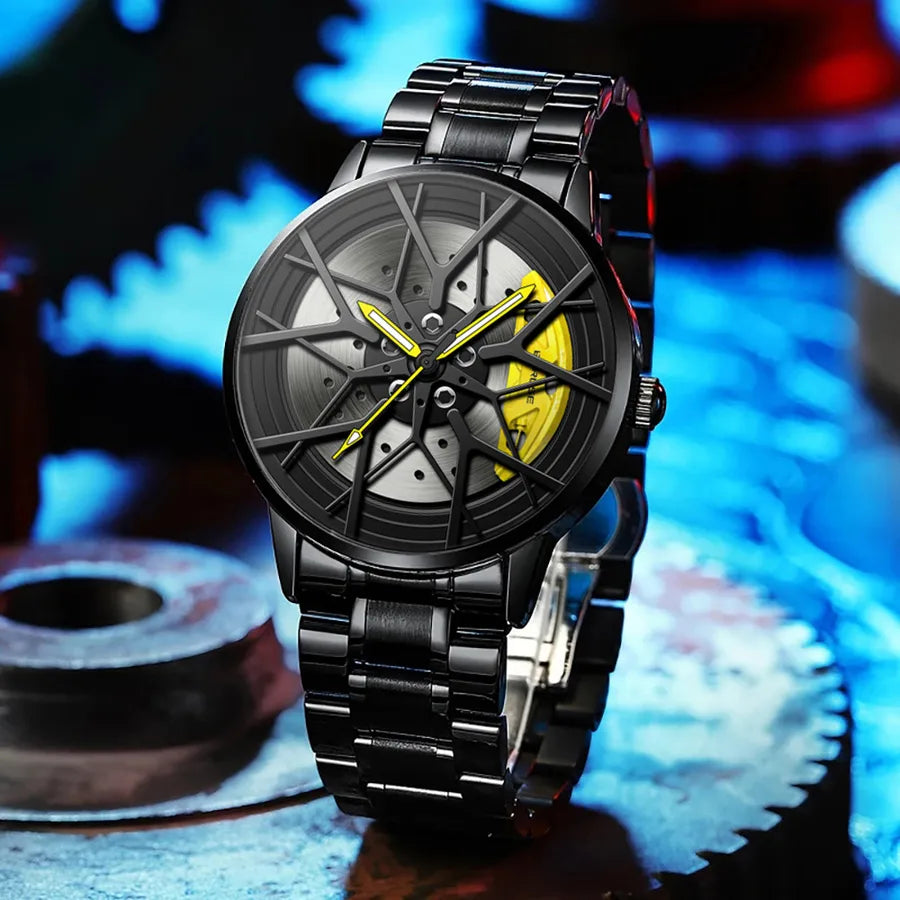 retro geometric single folding buckle quartz men's watches