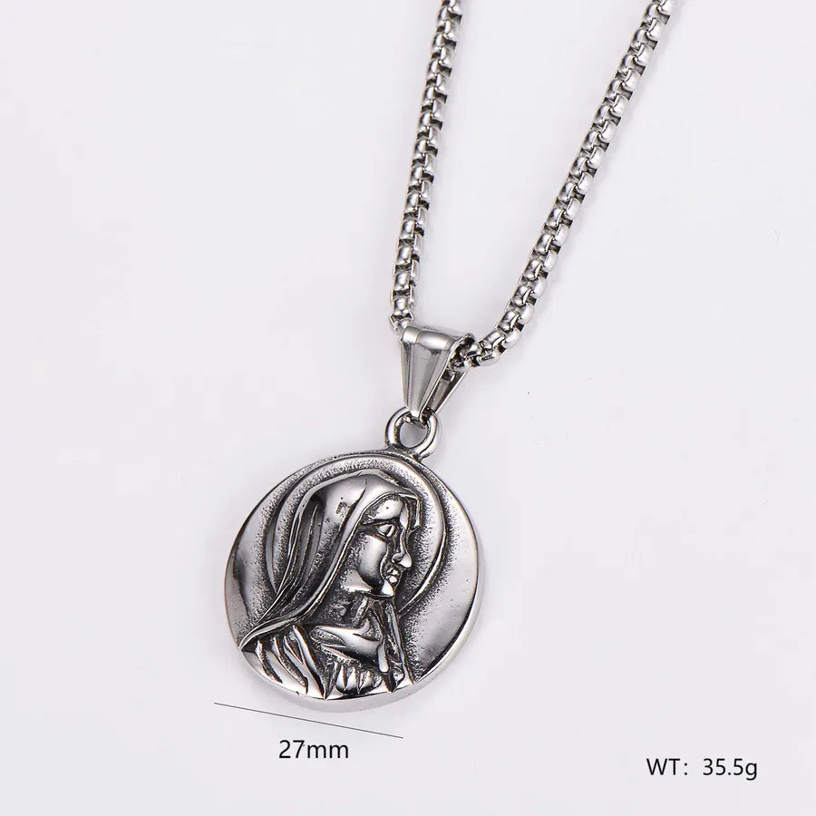 Wholesale Jewelry Retro Punk U Shape Round 304 Stainless Steel Pendant Necklace box chain