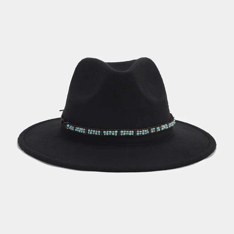 women's elegant basic solid color big eaves fedora hat
