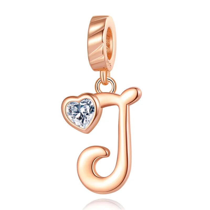 Ornament Letter Pendant S925 White Copper Rose Gold Necklace Pendant Diy Bracelet Charm Cross-Border Hot Sale Accessories