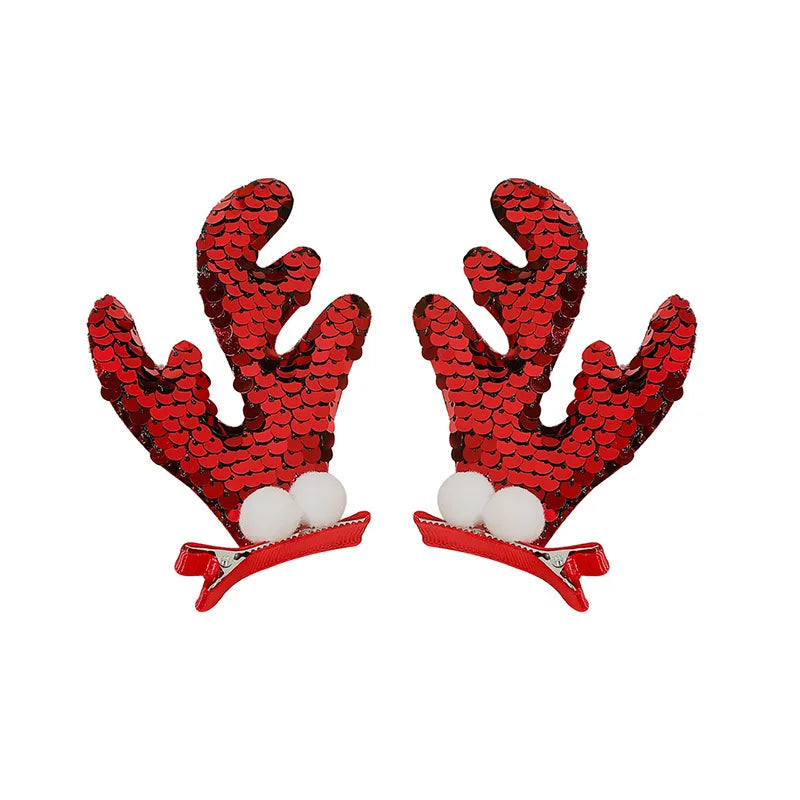 Christmas Antlers Hairpin Internet Celebrity Mori Christmas Tree Barrettes Girl Elk Side Clip Sequins Duckbilled Headdress