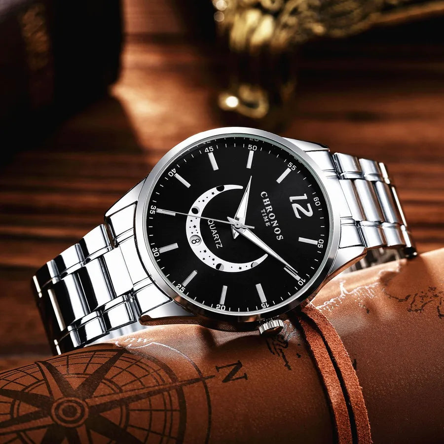 Casual Geometric Double Side Snaps Quartz Men's Watches