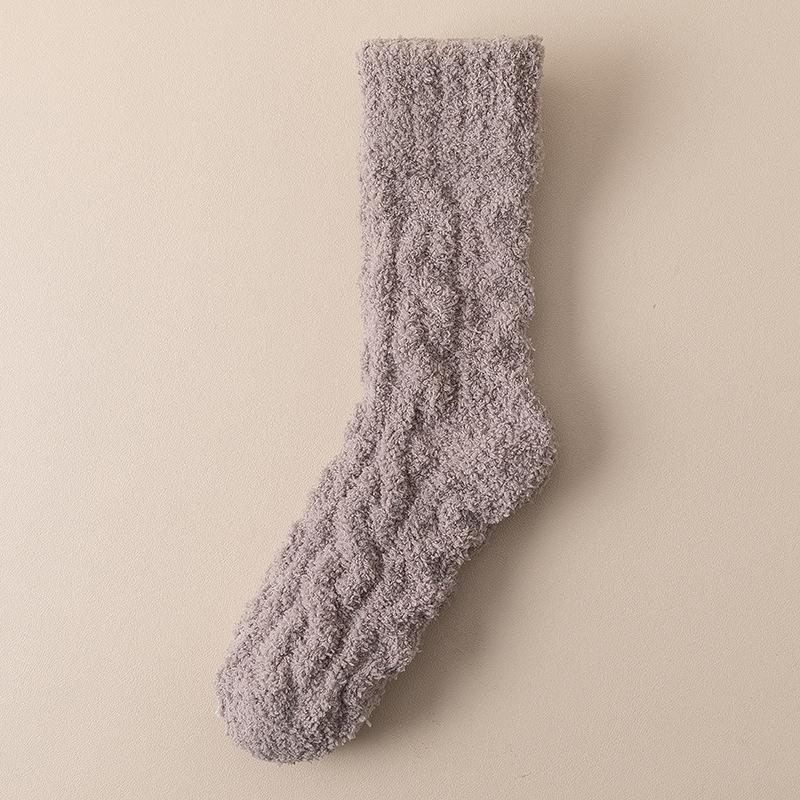 Coral velvet socks men's fleece-lined thickened home floor socks winter warm plush twist sleep stockings