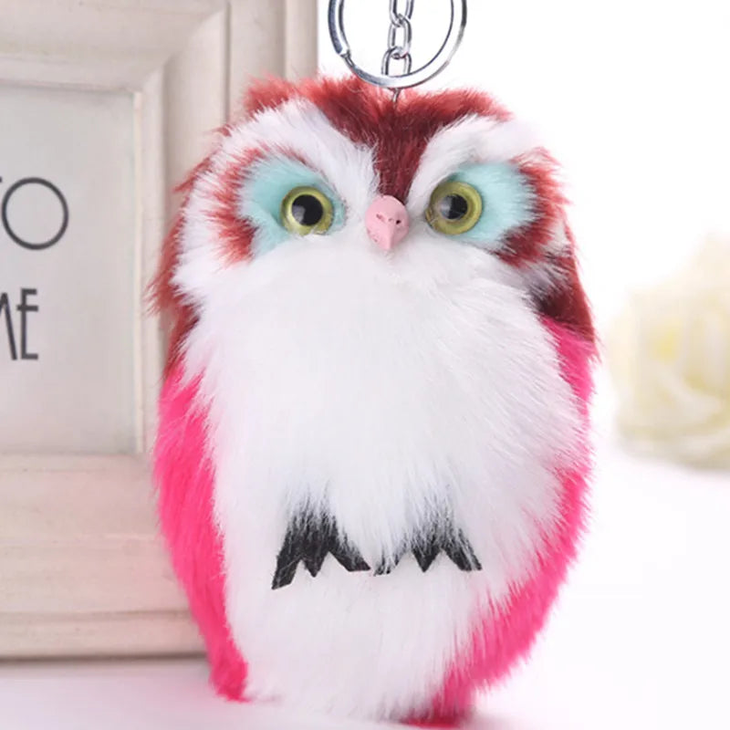 cute owl plush metal women's bag pendant keychain