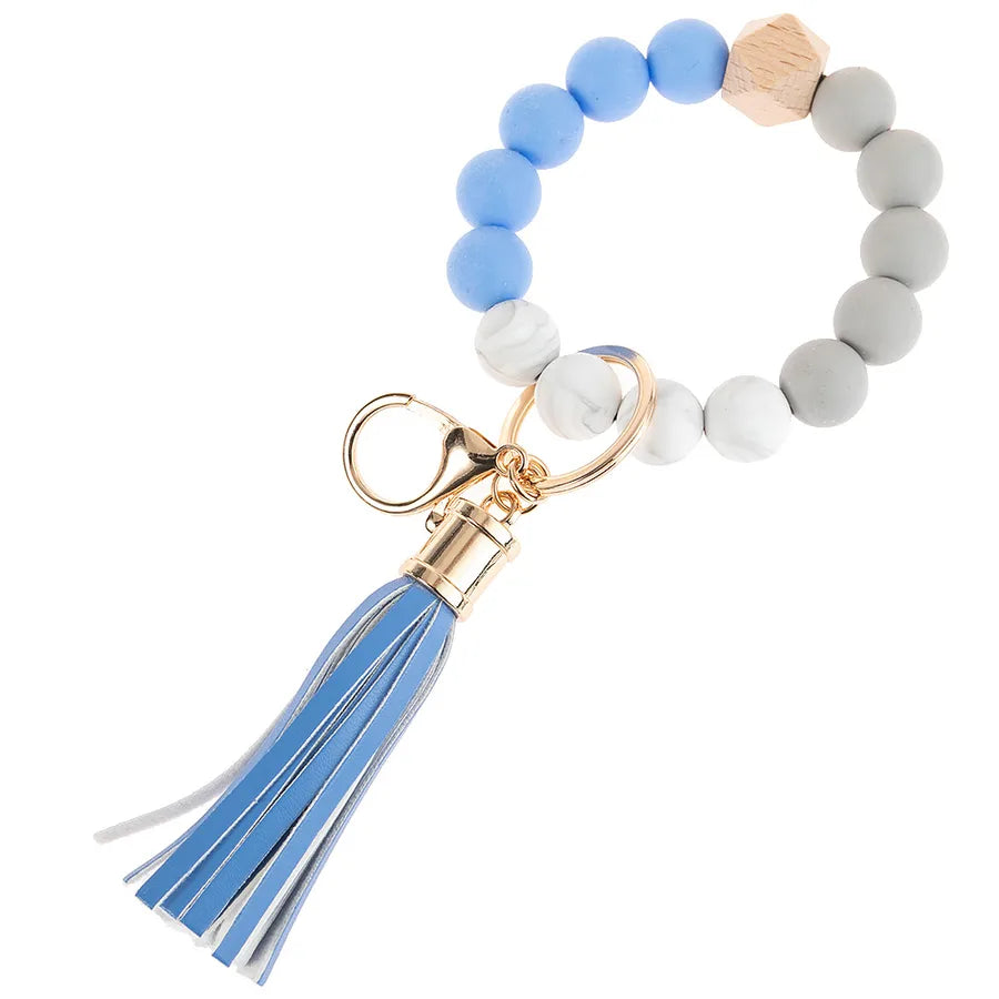simple style color block silica gel beaded women's keychain 1 piece
