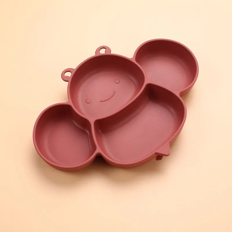 Little Bee cartoon tableware food grade silicone children's plate children's eating bowl baby water Cup Bowl Spoon suit