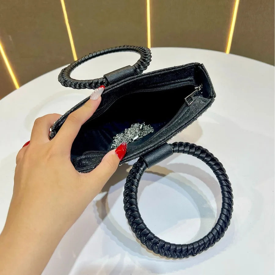 Elegant Diamond Embellished Square Shoulder Bag Fashionable Versatile Women's Clutch Crossbody Bag For Dinner Party