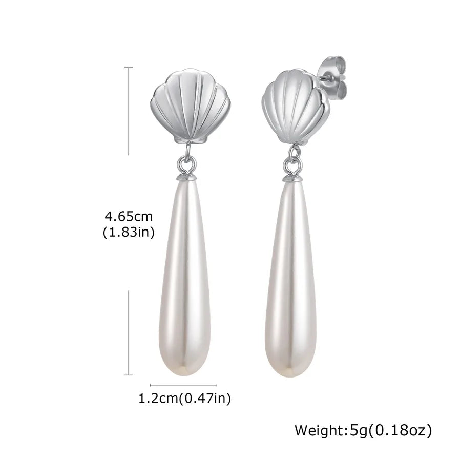 Casual Vacation Marine Style Geometric Shell Plating 201 Stainless Steel Drop Earrings