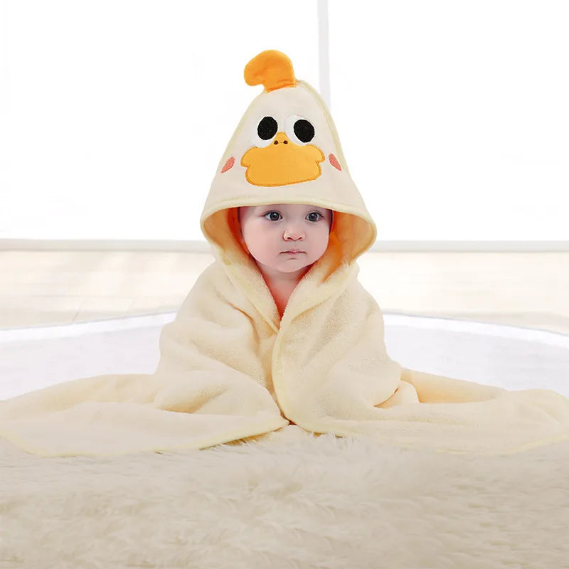 Baby Cartoon Bag Blanket Coral Fleece Absorbent Children's Bath Towel Embroidered Blanket with Hood Cloak Soft Newborn Blanket