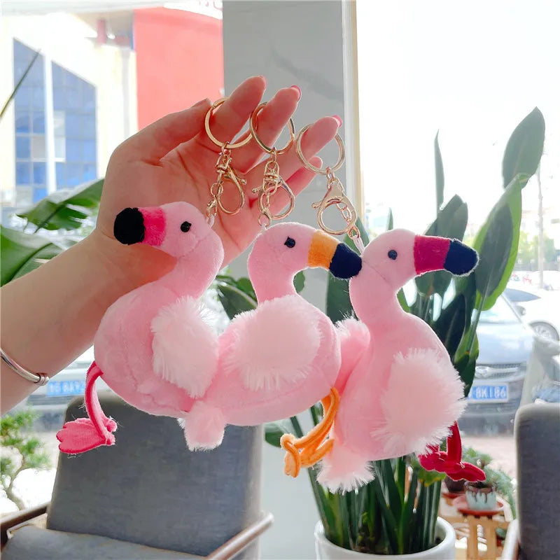 cute animal flamingo pp cotton women's bag pendant keychain
