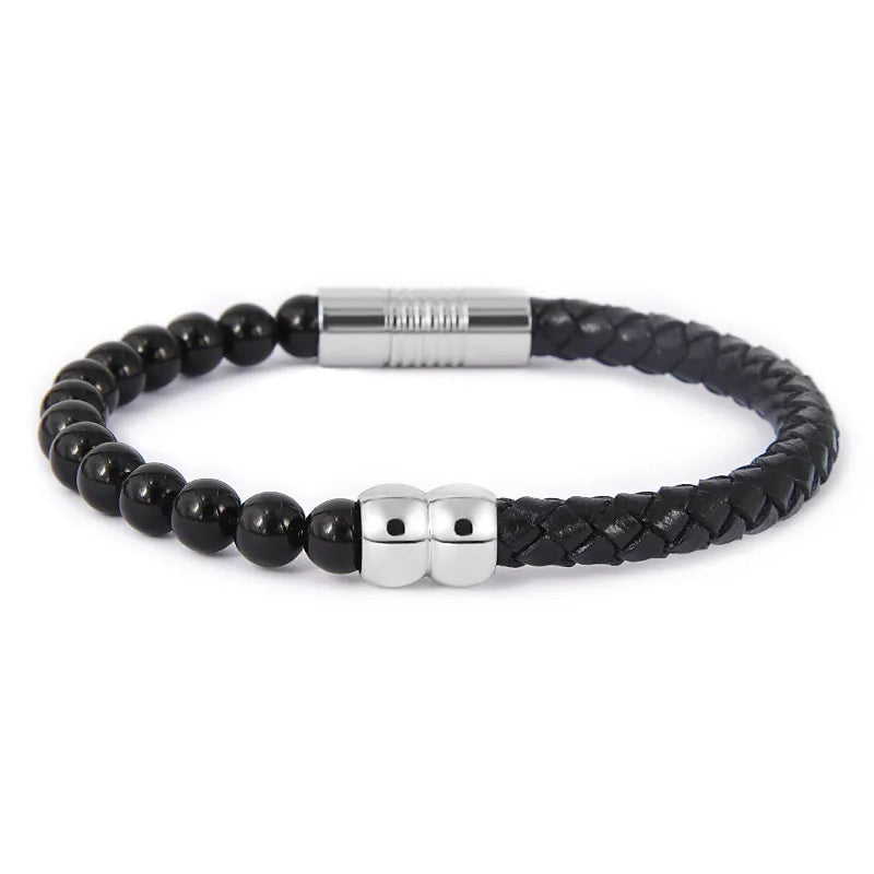 Retro Geometric Agate Titanium Steel Men's Bangle