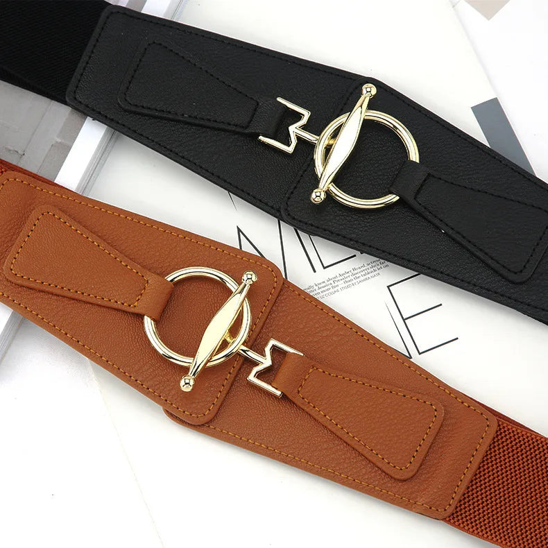 fashion solid color pu leather alloy women's leather belts