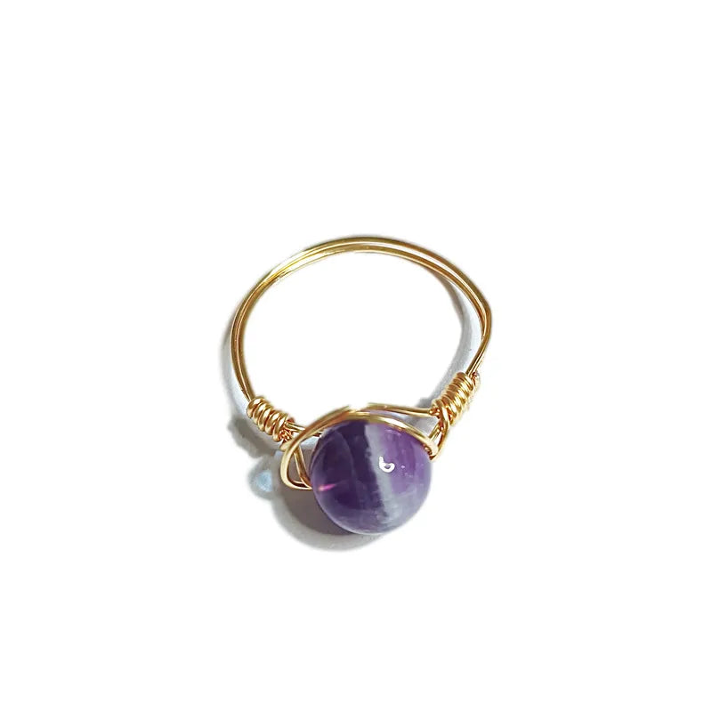 fashion round natural stone rings 1 piece