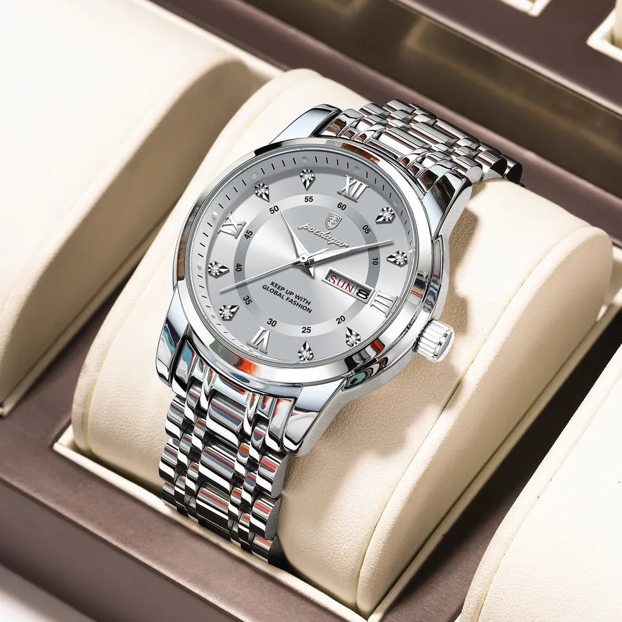 brand waterproof new men's watch double calendar luminous quartz watch live broadcast