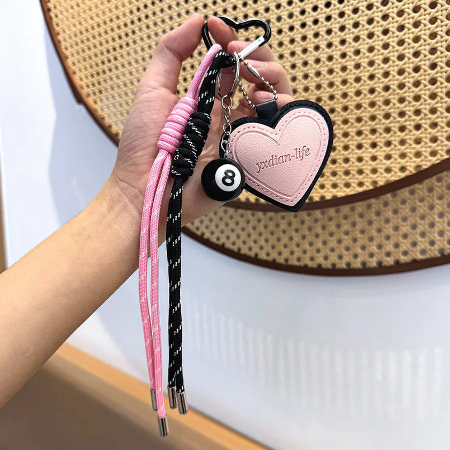 Cute Metal Keychain Pendant Beaded Bookbag Girl's Bag Charm  Style Cartoon Design Half Handmade Flower