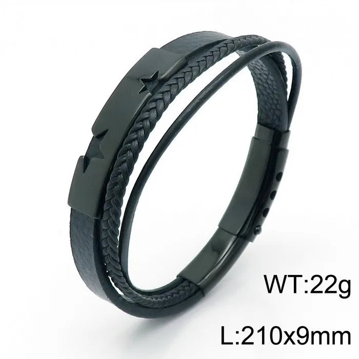 Basic Classic Style Streetwear Star Titanium Steel Plating 18K Gold Plated Men's Bangle