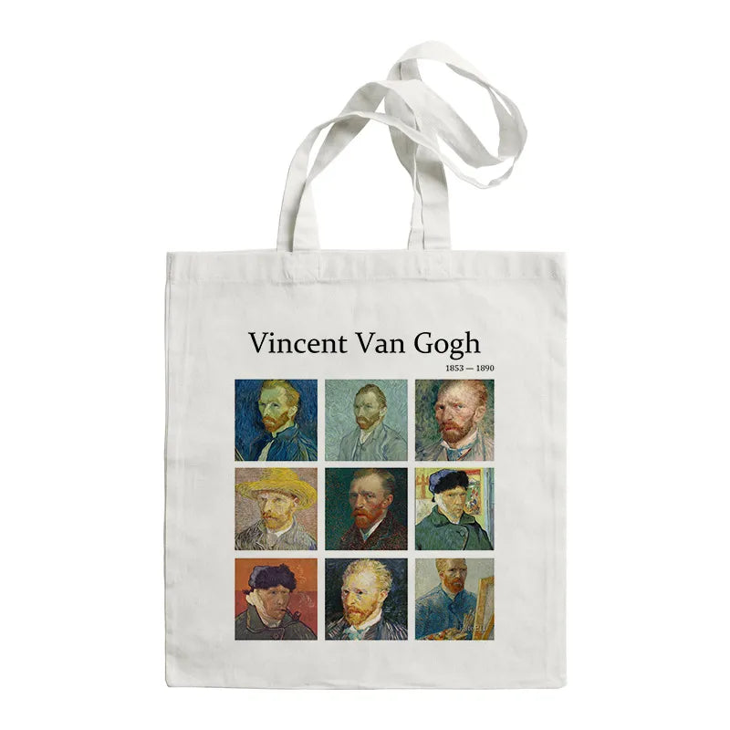 women's retro oil painting shopping bags