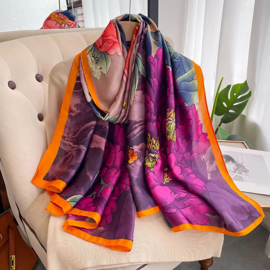 Women's Simple Style Streetwear Leopard Satin Printing and Dyeing Printing Scarf