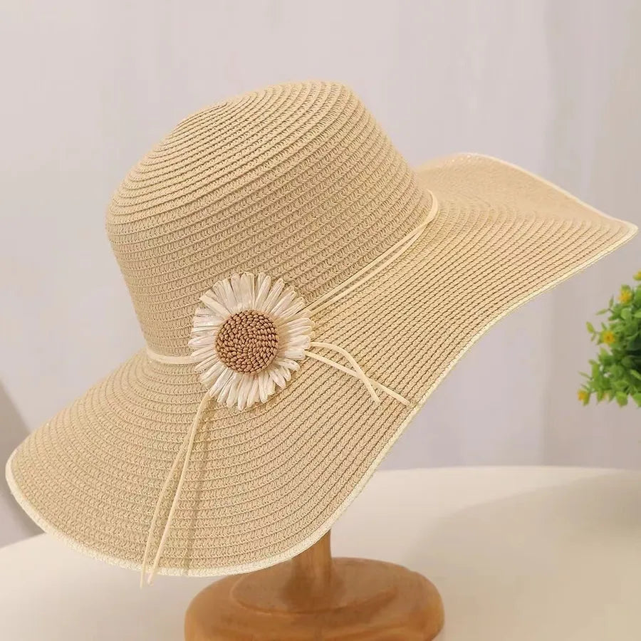 Women's Elegant Simple Style Solid Color Big Eaves Straw Hat