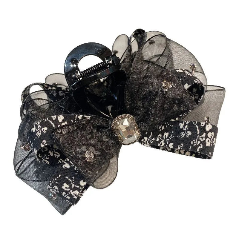 New Spring Summer Floral Silk Butterfly Knot Shark Clip Country Fresh Hair Clip Top Headwear Women's Fashion Accessories