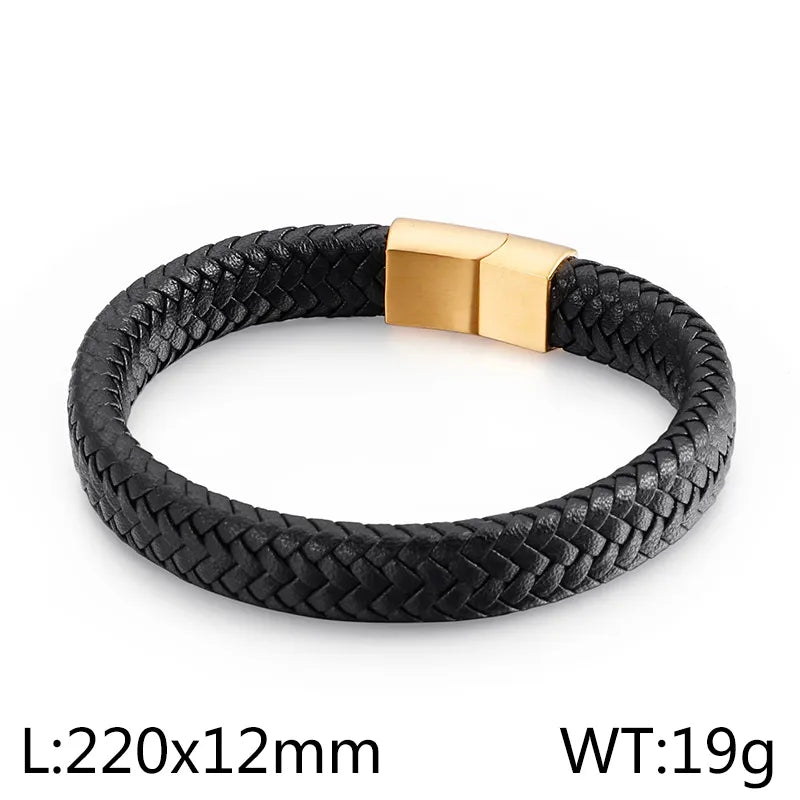 Punk Modern Style Geometric Titanium Steel Plating 18K Gold Plated Men's Bangle