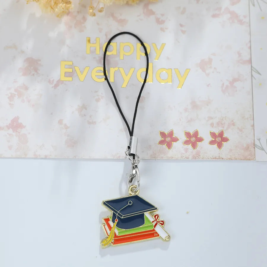 Casual Cute Book Doctoral cap Alloy Enamel Bag Pendant Keychain