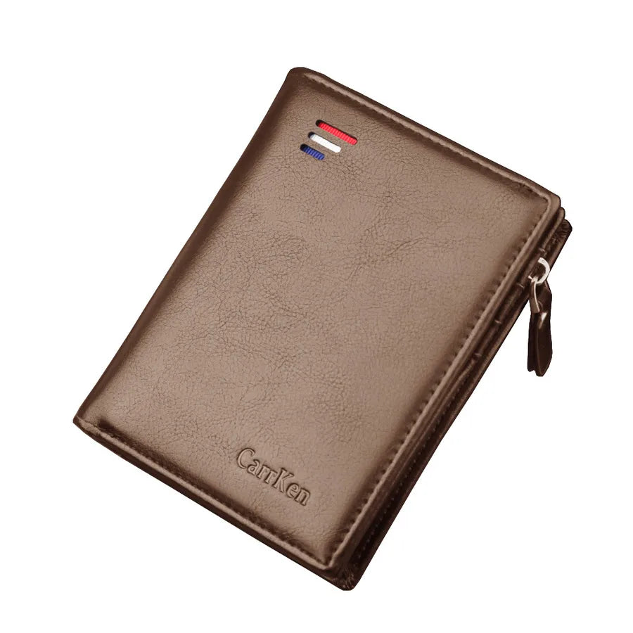 men's wallet short rfid anti-degaussing wallet buckle zipper bag dollar clip anti-theft brush