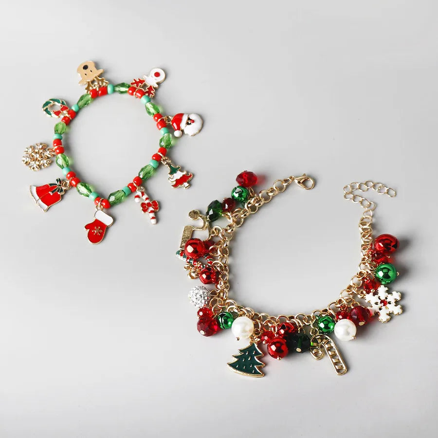 Creative Christmas Themed Bracelet Fashionable Alloy Snowflake Deer Design Festival Gift Asymmetric Electroplated Cartoon Style