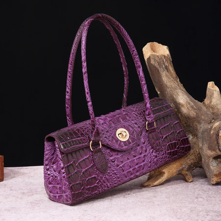 Women's Large Pu Leather Geometric Basic Vintage Style Square Lock clasp Handbag